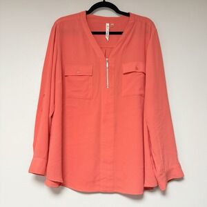 NY Collection‎ Women's Pink Sheer Blouse Size 1X